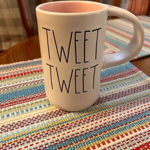 Rae Dunn Pink and White 'Tweet Tweet' Mug